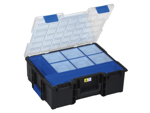 Assortimentskoffer,HxBxD 144x440x355mm,8bakken,PP,koffer zwart