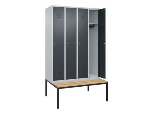 locker met bank,HxBxD 2120x1200x815mm,4vak,vak B 300mm,cil.-slot