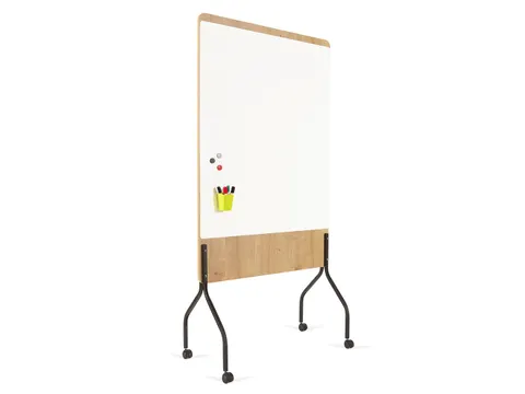 Whiteboard Rocada Natural 100x120cm wit mobiel 2-zijdig melamine magne