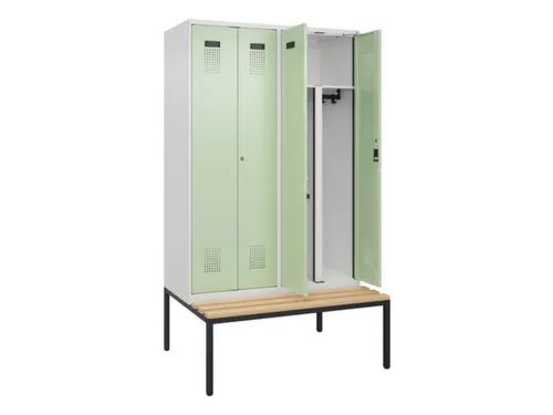 PBM-locker met bank,HxBxD 2120x1200x815mm,4vak,vak B 300mm