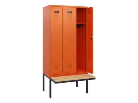 locker met bank,HxBxD 1950x900x815mm,3vak,vak B 300mm,cilinderslot