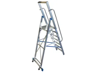 verrijdbare treden-platformladder eenzijdig 7treden stand H 1 65m - 2