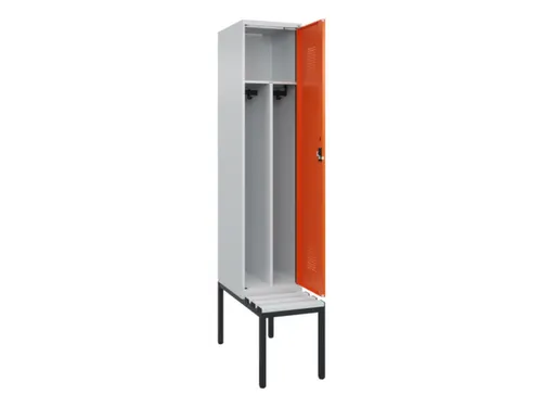 locker met bank,voor scheiding van kleding,HxBxD 2120x400x815mm,1vak