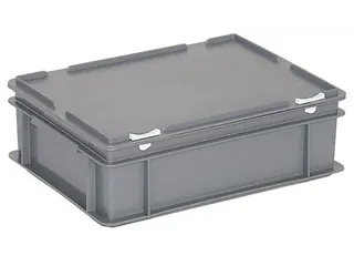 Euronorm Stapelkrat Pe Hxlxb 130X400X300Mm 11L Met Deksel Grijs - 1