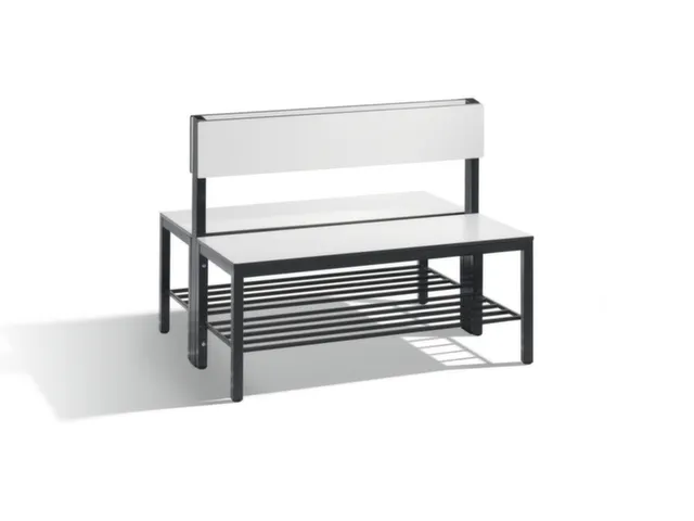omkleedbank,HxLxD 796x1000x760mm,HPL wit,frame staal RAL7021,leuning