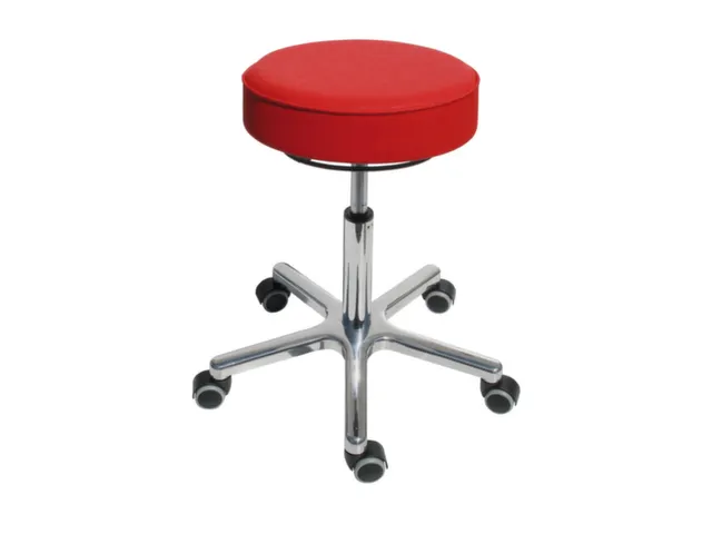 Draaikruk met Wielen 460-590mm Zitting Kunstleer Rood Aluminium