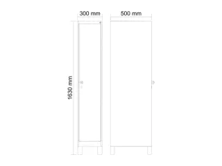 schoollocker,HxBxD 1630x300x500mm,1vak,vak B 300mm,draaigrendel,voeten - 3