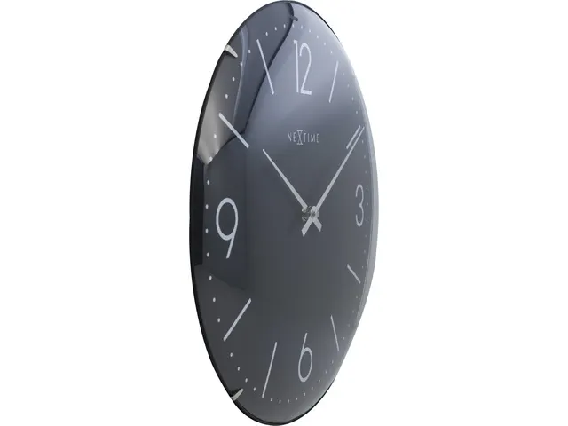 Wandklok NeXtime dia. 35cm bol glas zwart 'Basic Dome' streep/cijfers