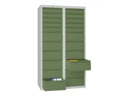 ladekast HxBxD 1800x1000x500mm 22laden RAL7035 front RAL6011