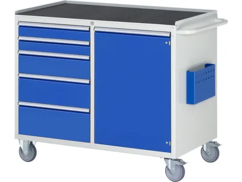 gereedschapswagen 975x1145x650mm metaalblad 450kg 5 laden+kast RAL5010