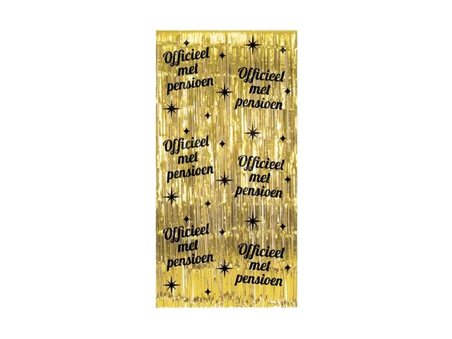 Feestgordijn Classy Party Curtain 'Pensioen' Goud-Zwart 100x200cm