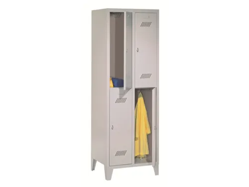 dubbeldekse locker,HxBxD 1850x600x500mm,2x2vak.,RAL7035,front RAL7016