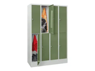 lockerkast,HxBxD 1850x1200x500mm,4x2vakken,RAL7035,front RAL6011 - 2