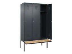 locker met bank,HxBxD 2120x1200x815mm,3vak,vak B 400mm,cilinderslot