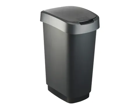 Afvalbak Twist 50 liter Zwart Zilver