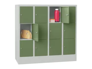 lockerkast,HxBxD 1187x1200x500mm,4x3vakken,RAL7035,front RAL6011 - 2