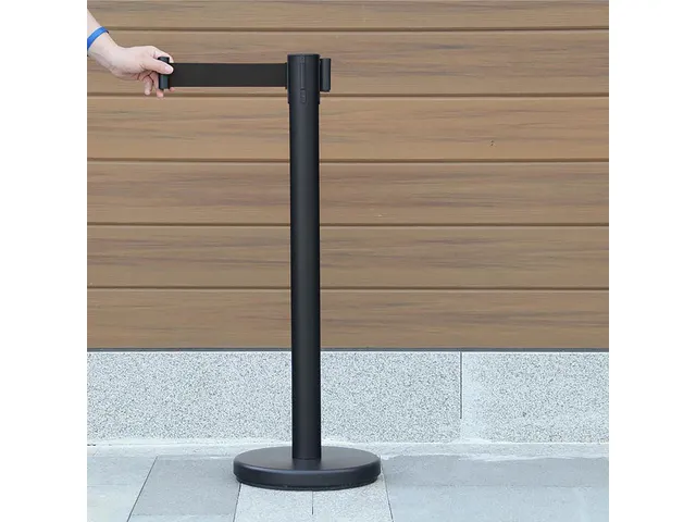 Afzetpaal Seco zwart met koord. Set van 2