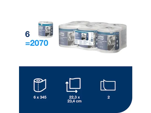 Tork 473329 Poetspapier M2 Centerfeed 2-laags Portable Wit