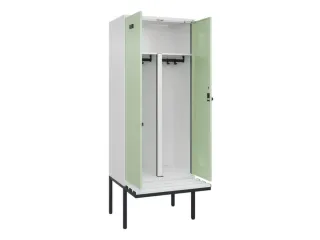 PBM-locker met bank,HxBxD 2120x800x815mm,2vak,vak B 400mm,draaigrendel - 1