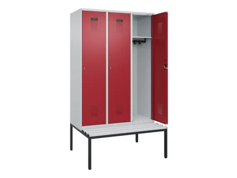 locker met bank,HxBxD 2120x1200x815mm,3vak,vak B 400mm,cilinderslot