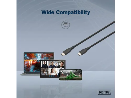 USB-C siliconen oplaadkabel USB-C USB-C 0,5m USB 2.0 60W zwart