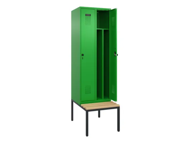 locker met bank,voor scheiding van kleding,HxBxD 2120x600x815mm,2vak
