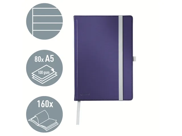 Carnet de notes Leitz Style A5 ligné 160 pages 100g bleu