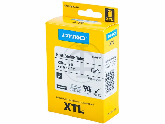 Dymo 1868810 Xtl Krimpkous 12mm Zwart Op Wit