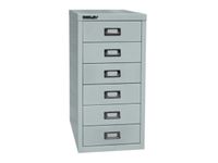 kantoor-ladekast HxBxD 590x278x380mm 6 laden romp lichtgrijs staal
