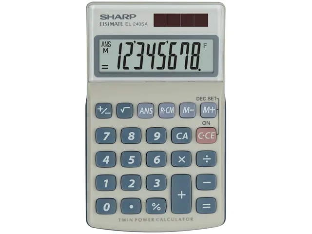 Calculator Sharp-EL240SAB grijs-blauw pocket