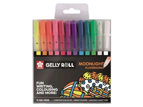 Gelschrijver Sakura Gelly Roll Moonlight fluorescent set à 12 kleuren