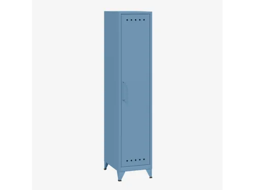 garderobekast,HxBxD 1800x380x510mm,1vak,4voeten,romp blauw,front blauw