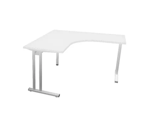 Bureau in vrije vorm 1400x1400mm Links C-voet Alu, Bl-wit