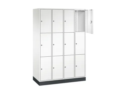 lockerkast,HxBxD 1950x1220x500mm,4x3vakken,cil.-slot,sokkel