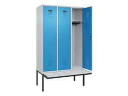 locker met bank,HxBxD 2120x1200x815mm,3vak,vak B 400mm,cilinderslot