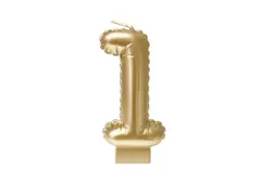 Verjaardagskaars cijfer 1 Folieballon Goud 10cm