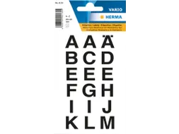 Etiket Herma 4135 20x20mm Letters A-Z Zwart op Transparant 36 stuks
