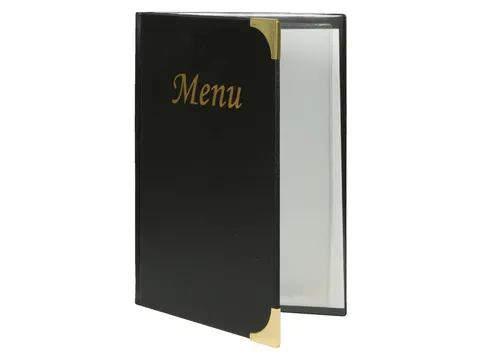 Menukaart Securit A5 4 tas zwart lederlook