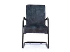 Luxe Vergaderstoel Dunton Antraciet Velours Zwart Sledeframe