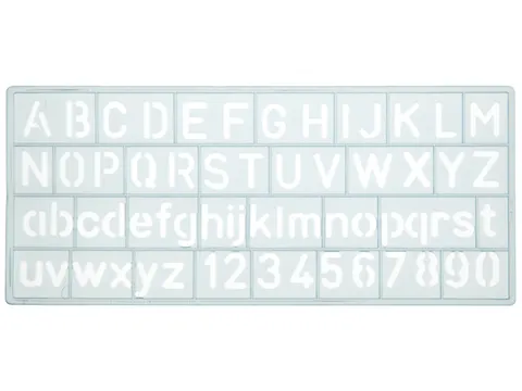 Sjabloon Westcott cijfers en letters 10mm hoog. 148X65mm, transparant