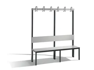 omkleedbank,HxLxD 1710x1500x407mm,HPL zilvergrijs,frame staal RAL7021 - 2