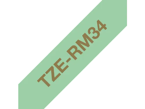 Brother TZe-RM34 stoflint goud op mintgroen - breedte 12 mm, lengte 4