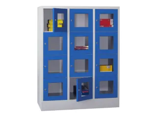 lockerkast,HxBxD 1518x1200x500mm,3x4vakken,RAL7035,front RAL5010 - 2