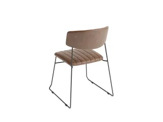 Stapelstoel Sledeframe Zwart met Kunstleer zitting Cognac - 3