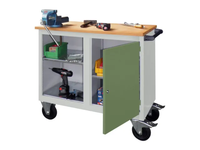 werkbank,verrijdbaar,HxBxD 915x1090x600mm,RAL7035,front RAL6011