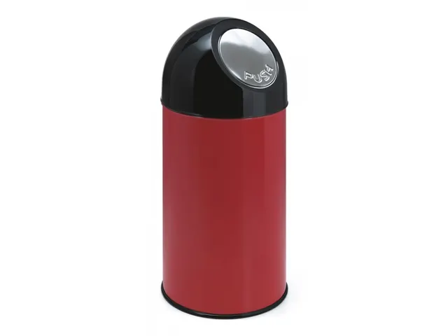 Afvalbak met pushdeksel en binnenemmer 40 liter Rood