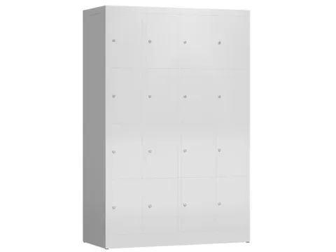 Lockerkast 1800x1185x500mm 4x4 vakken cilinderslot, sokkel, RAL7035