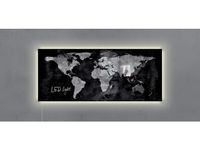 Glasmagneetbord Sigel Artverum Led 130x55x1.5cm Wereldkaart