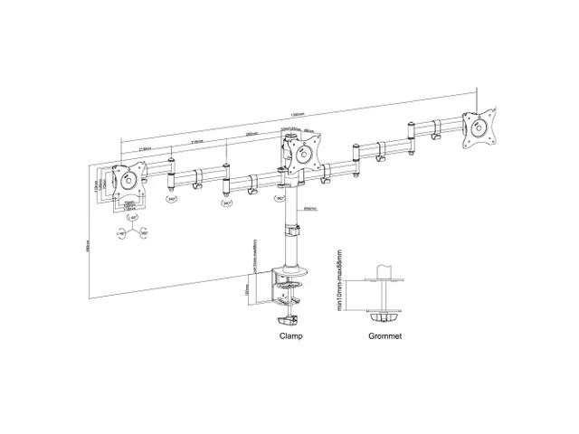 Monitorarm 3 Schermen 27 Inch Zwart Nm-d135d3black