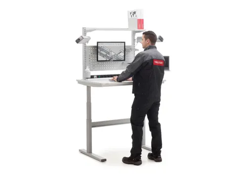ESD-montagetafel,HxBxD 630-1270x1800x800mm,blad gelamineerd grijs